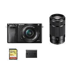 SONY A6000 Black TWIN KIT SEL 16-50MM F3.5-5.6 OSS Black SEL 55-210MM F4.5-6.3 OSS Black + 64GB SD card + NP-FW50 Battery