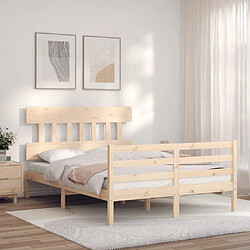 Avis Maison Chic Cadre/structure de lit avec tête de lit pour adulte - Lit Moderne Chambre 140x190 cm bois massif -MN30461