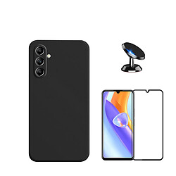 Kit de film en verre trempé de la couverture 5D + couvercle de silicone liquide + SuppOrt Magnétique Phonecare pour Samsung Galaxy A25 5G - le noir 