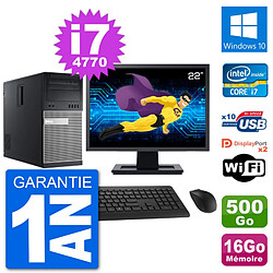 PC Tour Dell 9020 Ecran 22" Intel i7-4770 RAM 16Go Disque 500Go Windows 10 Wifi · Occasion 