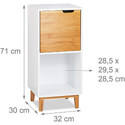 Helloshop26 Étagère armoire salle de bain sur pieds bambou 71 cm naturel et blanc 13_0001205