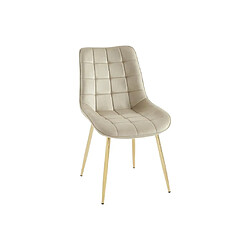 Acheter Vente-Unique Lot de 2 chaises matelassées en velours et métal doré - Beige - OLLUA