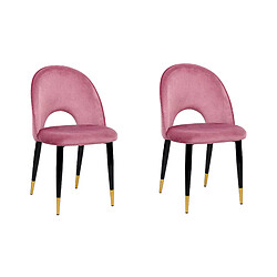 Beliani Chaise de salle à manger Set de 2 Velours Rose MAGALIA