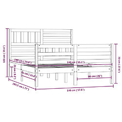 vidaXL Cadre de lit Gris Bois massif 140x190 cm pas cher