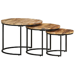 vidaXL Tables gigognes 3 pcs Bois de manguier brut 