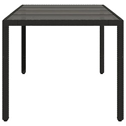 Acheter vidaXL Table de jardin dessus en verre Noir 190x90x75cm Résine tressée