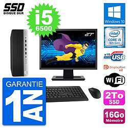 PC HP ProDesk 600 G3 SFF Ecran 27" Core i5-6500 RAM 16Go SSD 2To Windows 10 Wifi - Occasion