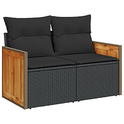 Avis vidaXL Salon de jardin 3 pcs avec coussins noir résine tressée