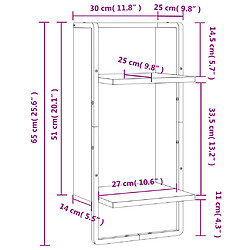 vidaXL Étagère murale avec barre chêne marron 30x25x65 cm pas cher