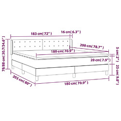 Acheter vidaXL Sommier à lattes de lit et matelas Bleu foncé 180x200cm Velours