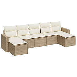 vidaXL Salon de jardin avec coussins 7 pcs beige résine tressée