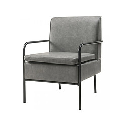 Mes Fauteuil 60x70x77 cm en PU gris et métal noir 