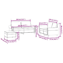 vidaXL Ensemble de canapés 3 pcs avec coussins Jaune Velours pas cher