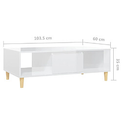 vidaXL Table basse blanc brillant 103,5x60x35 cm bois d'ingénierie pas cher