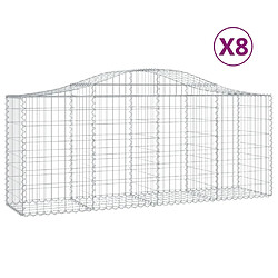 vidaXL Paniers à gabions arqués 8 pcs 200x50x80/100 cm Fer galvanisé