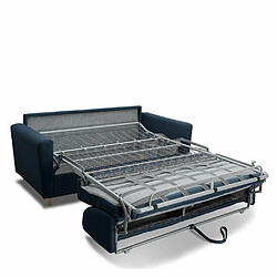 Inside 75 Canapé MEZZANO convertible EXPRESS matelas 16 cm sommier métal 140 cm tissu tweed bleu nuit pas cher