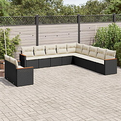 Maison Chic Salon de jardin 11 pcs avec coussins, Ensemble Tables et chaises d'extérieur noir résine tressée -GKD345517