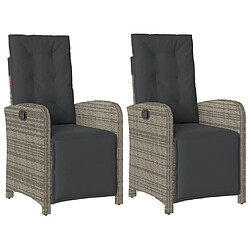 Maison Chic Lot de 2 Chaises inclinables de jardin et repose-pied rotin -GKD13933