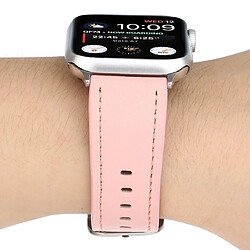 Wewoo Pour Apple Watch séries 5 et 4 44 mm / 3 et 2 et 1 42 mm boucle de style moderne bracelet en cuir véritable rose pas cher