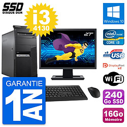 PC Tour Lenovo M83 Ecran 27" Intel i3-4130 RAM 16Go SSD 240Go Windows 10 Wifi · Occasion 