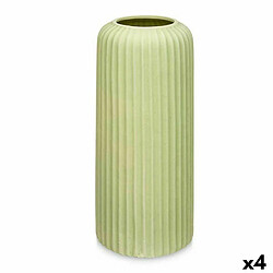 Gift Decor Vase Vert Dolomite 16 x 40 x 16 cm (4 Unités) Rayures