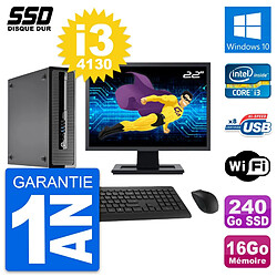 PC HP ProDesk 400 G1 SFF Ecran 22" i3-4130 RAM 16Go SSD 240Go Windows 10 Wifi - Occasion