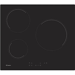 Table de cuisson vitrocéramique 60cm 3 feux 5500w noir - ch63ct - CANDY 