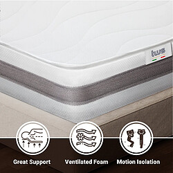 Avis The White Stone Matelas Double 140x210 à mémoire orthopédique | Hauteur 25 cm | Made in Italy