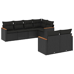 Maison Chic Ensemble Tables et chaises d'extérieur 7pcs avec coussins,Salon de jardin noir résine tressée -GKD755550