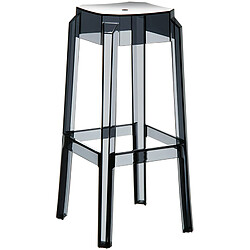 Decoshop26 Lot de 2 tabourets de bar intérieur ou exterieur design moderne plastique noir transparent 10_0004150