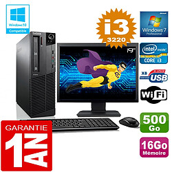 PC Lenovo M92p SFF Core I3-3220 Ram 16Go Disque 500 Go Wifi W7 Ecran 19" - Occasion