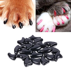 Wewoo 20 PCS Silicone Soft Cat Nail Caps / Griffe de patte de chat / Protecteur d'ongle pour animal de compagnie / Cache-ongle de chatTaille L Noir 