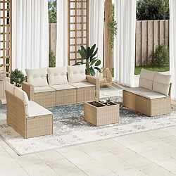 Maison Chic Salon de jardin avec coussins 8 pcs | Ensemble de Table et chaises | Mobilier d'Extérieur beige résine tressée -GKD42285