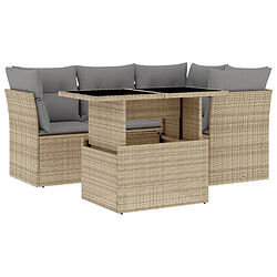 vidaXL Salon de jardin avec coussins 5 pcs beige résine tressée