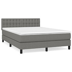 vidaXL Sommier à lattes de lit avec matelas Gris foncé 140x200cm Tissu