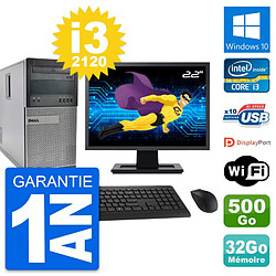 PC Tour Dell 990 Ecran 22" Intel i3-2120 RAM 32Go Disque 500Go Windows 10 Wifi · Occasion 