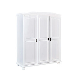 Pegane Armoire blanc avec 3 portes, Dim : L150 x H180 x P56 cm