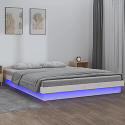 vidaXL Cadre de lit à LED sans matelas blanc 140x190 cm bois massif 