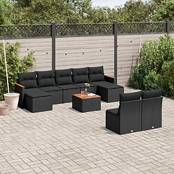 Maison Chic Salon de jardin 10 pcs avec coussins, Ensemble Tables et chaises d'extérieur noir résine tressée -GKD436190