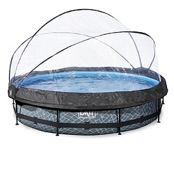 EXIT Piscine diametre 360x76cm (12v) Stone Grise + Boitier