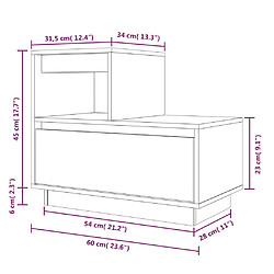 vidaXL Tables de chevet 2 pcs Noir 60x34x51 cm Bois de pin solide pas cher