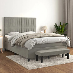 Maison Chic Lit Adulte - Lit simple Lit à sommier tapissier et matelas moelleux - Meuble de Chambre - Gris clair 140x190cm Velours -MN26169