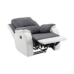 Acheter Vente-Unique Fauteuil relax en microfibre et simili gris et blanc BRODY