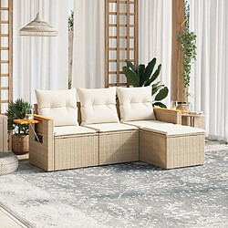 Maison Chic Salon de jardin avec coussins 4 pcs | Ensemble de Table et chaises | Mobilier d'Extérieur beige résine tressée -GKD46477