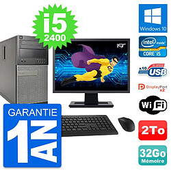 PC Tour Dell 9010 Ecran 19" Intel i5-2400 RAM 32Go Disque 2To Windows 10 Wifi - Occasion