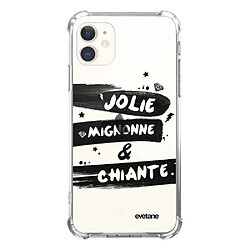 Coque iPhone 11 anti-choc souple avec angles renforcés transparente Jolie Mignonne et chiante Evetane 