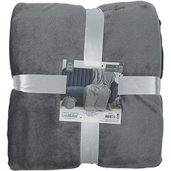 The Home Deco Factory Plaid en flanelle et sherpa XXL 140x200 cm gris foncé.