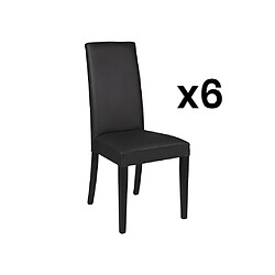 Vente-Unique Lot de 6 chaises TACOMA - Simili noir & pieds noirs 