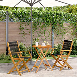 vidaXL Ensemble de bistro 3 pcs noir polypropylène et bois massif 