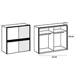 Avis Inside 75 Armoire portes coulissantes COMBER 179 cm blanc / rechampis anthracite